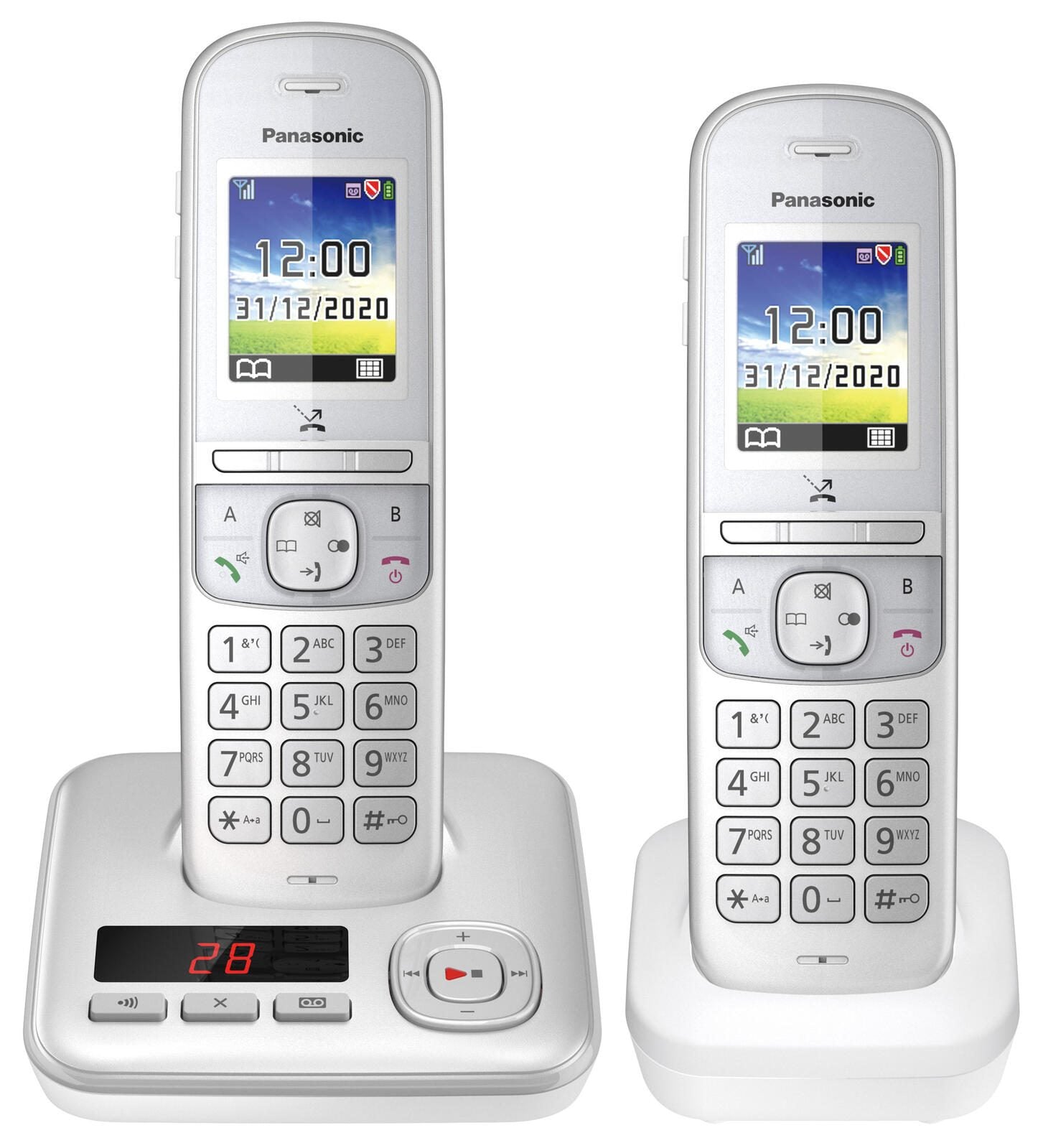 Panasonic Schnurloses Telefon-Set mit Anrufbeantworter KX-TGH722GG silber
