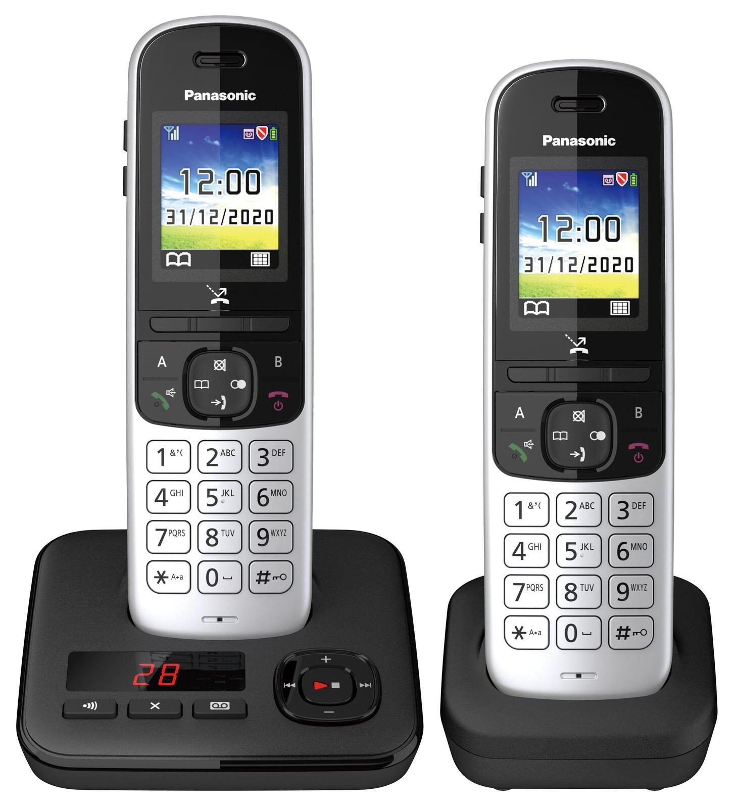 Panasonic Schnurloses Telefon-Set mit Anrufbeantworter KX-TGH722GS silber-schwarz