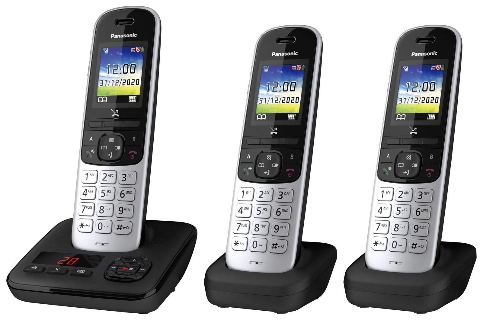 Panasonic Schnurloses Telefon-Set mit Anrufbeantworter KX-TGH723GS silber-schwarz