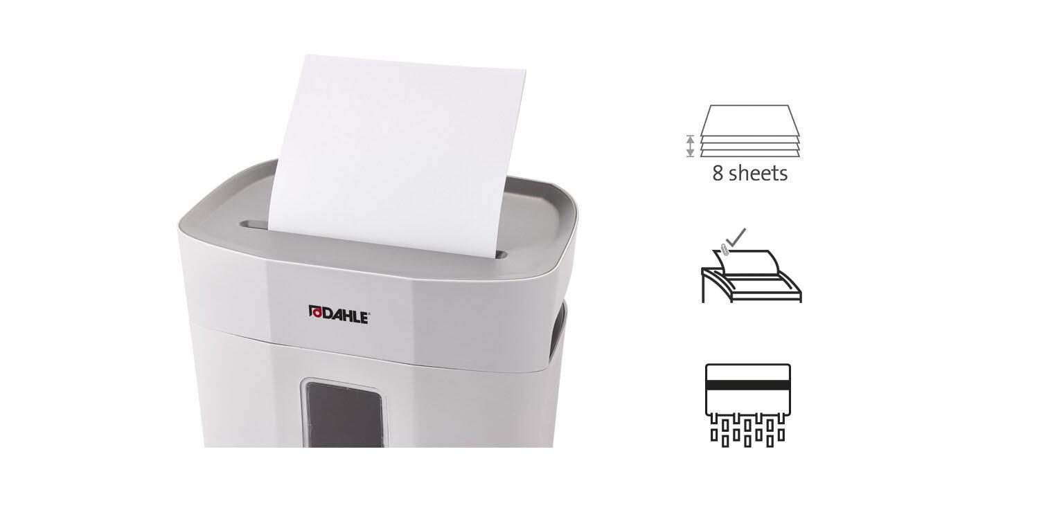 DAHLE PaperSAFE 120 Aktenvernichter mit Partikelschnitt bis 8 Blatt lichtgrau