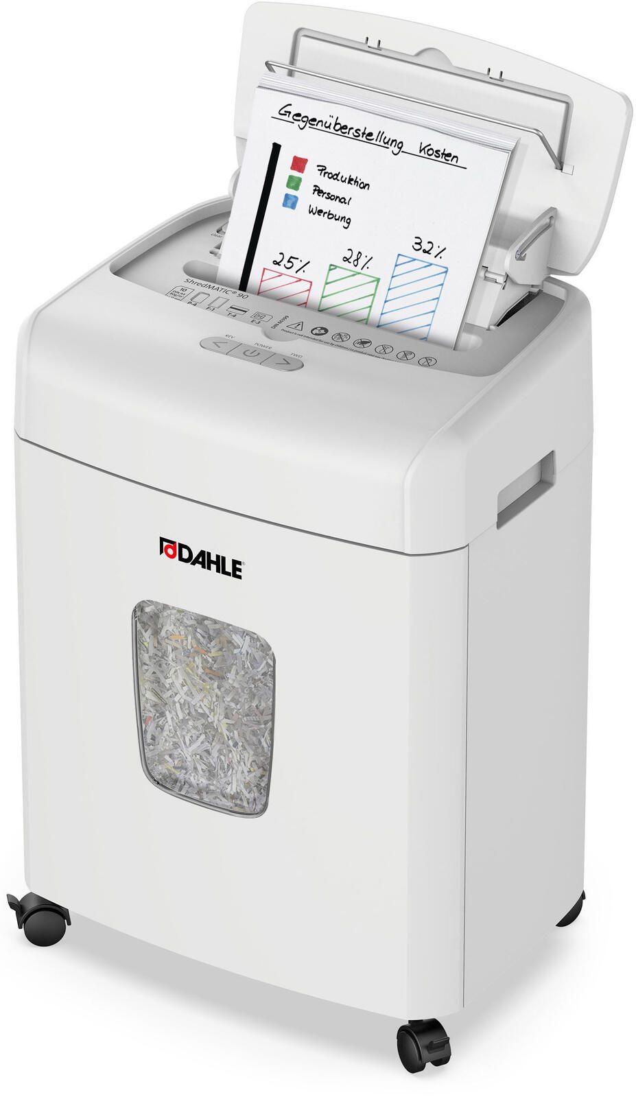 DAHLE ShredMATIC 90 Aktenvernichter mit Partikelschnitt bis 90 Blatt lichtgrau