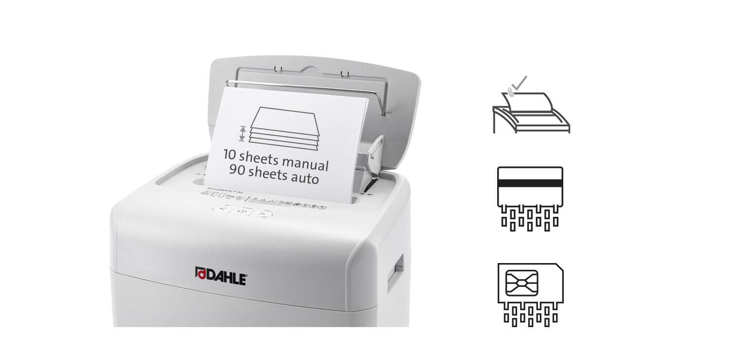 DAHLE ShredMATIC 90 Aktenvernichter mit Partikelschnitt bis 90 Blatt lichtgrau