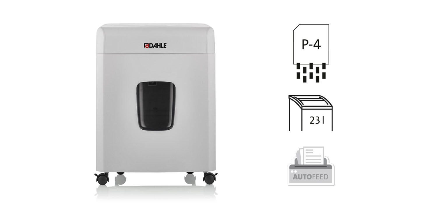 DAHLE ShredMATIC 90 Aktenvernichter mit Partikelschnitt bis 90 Blatt lichtgrau