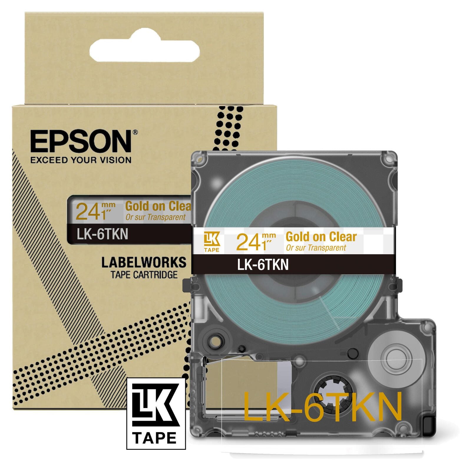 EPSON Band LK-4WBW - 24 mm - Gold auf durchsichtig