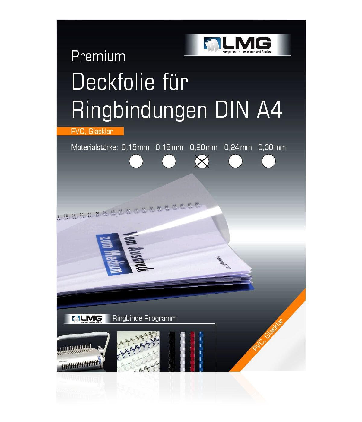 LMG Deckfolien für Bindemappen DIN A4 0.2 mm transparent