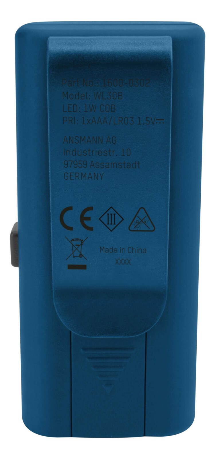 ANSMANN Werkstattlampe 8.5 cm blau