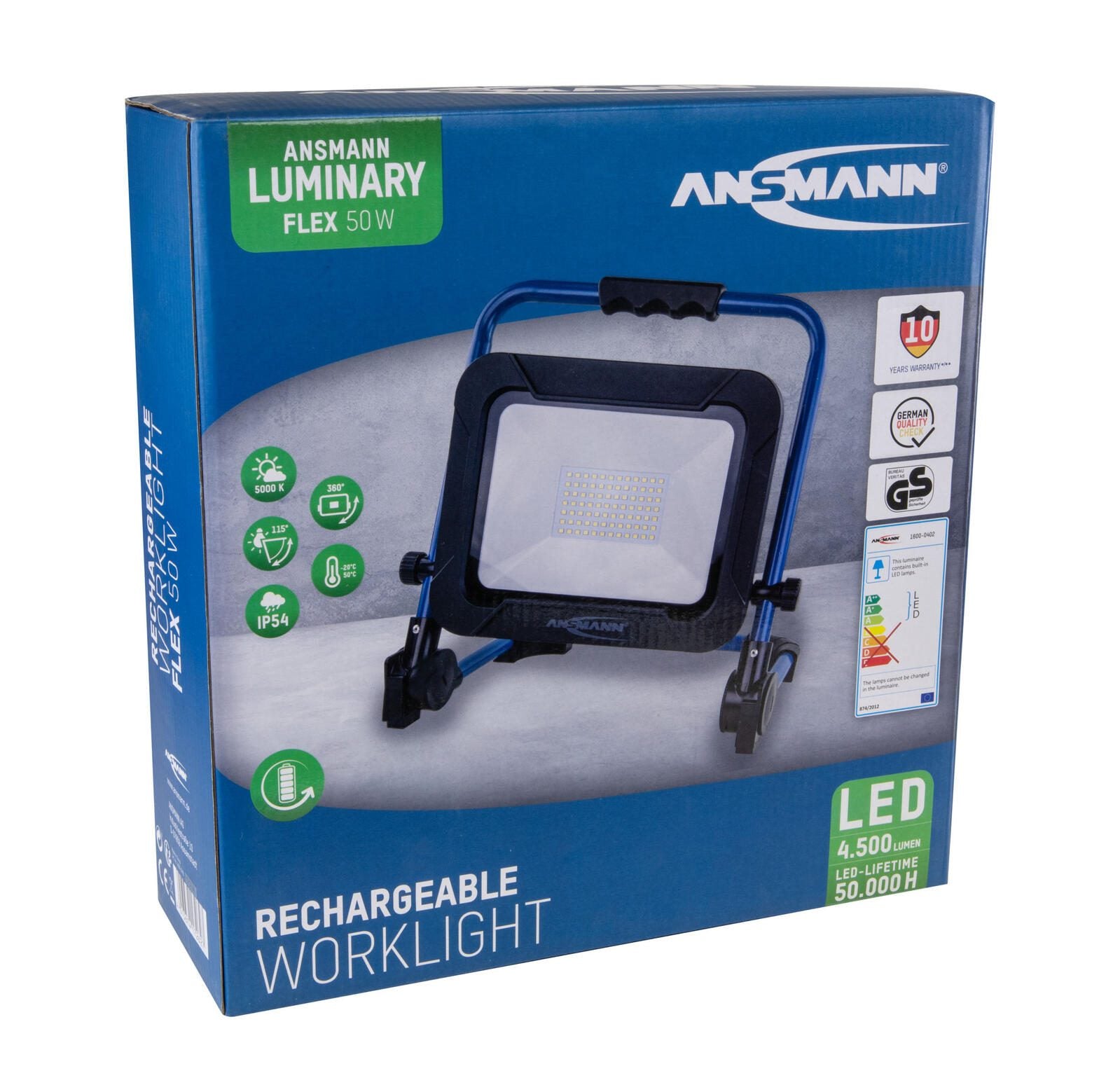 ANSMANN Akku-LED-Baustrahler 50 W blau/schwarz