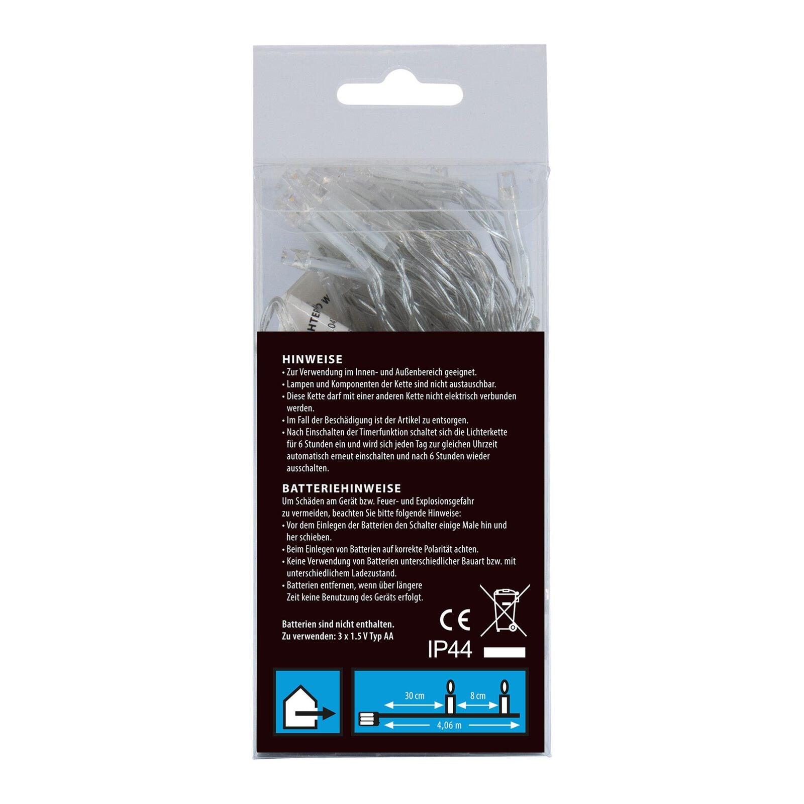 Idena Lichterkette 4.1 m transparent