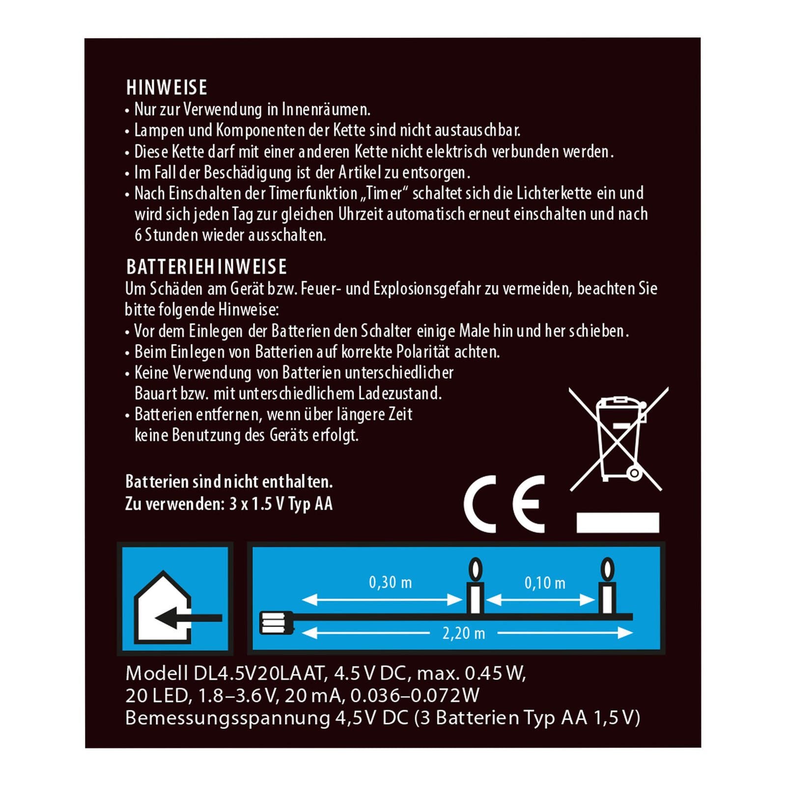 Idena Lichterkette 2.2 m silber