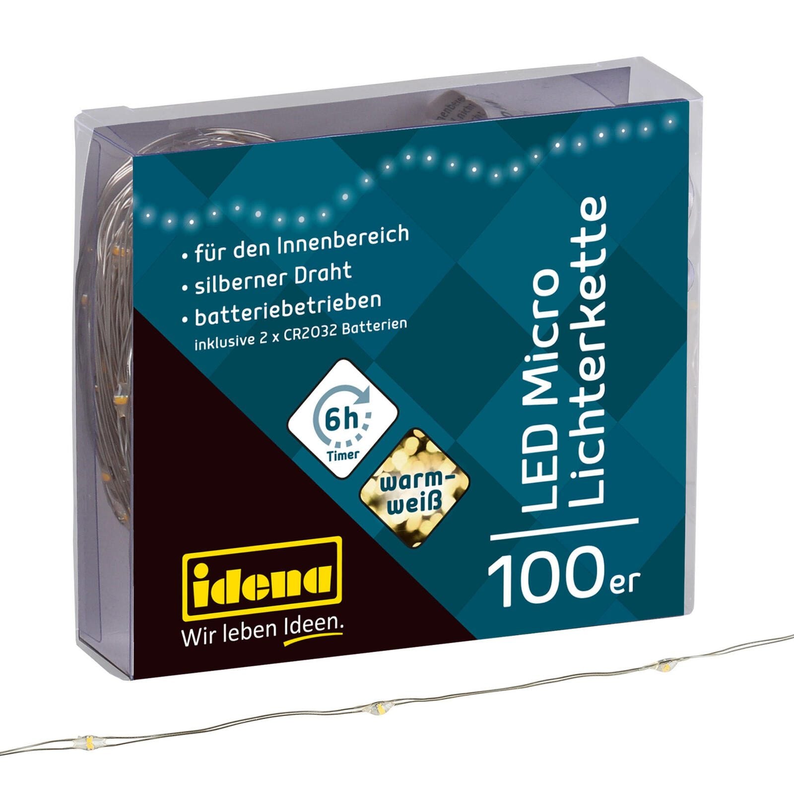Idena Lichterkette 10.2 m silber