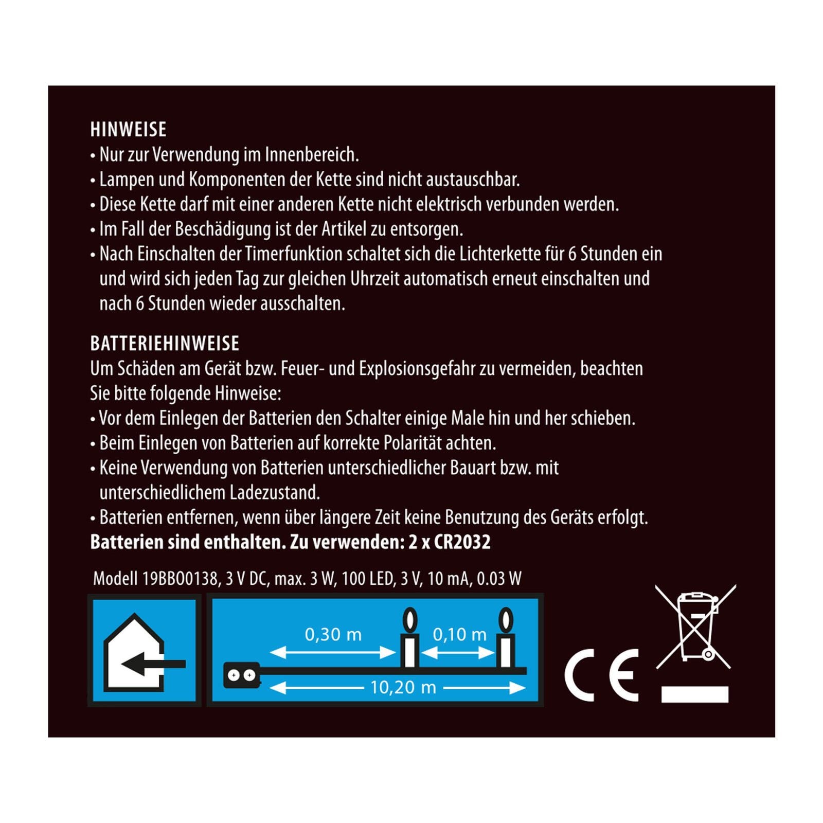 Idena Lichterkette 10.2 m silber