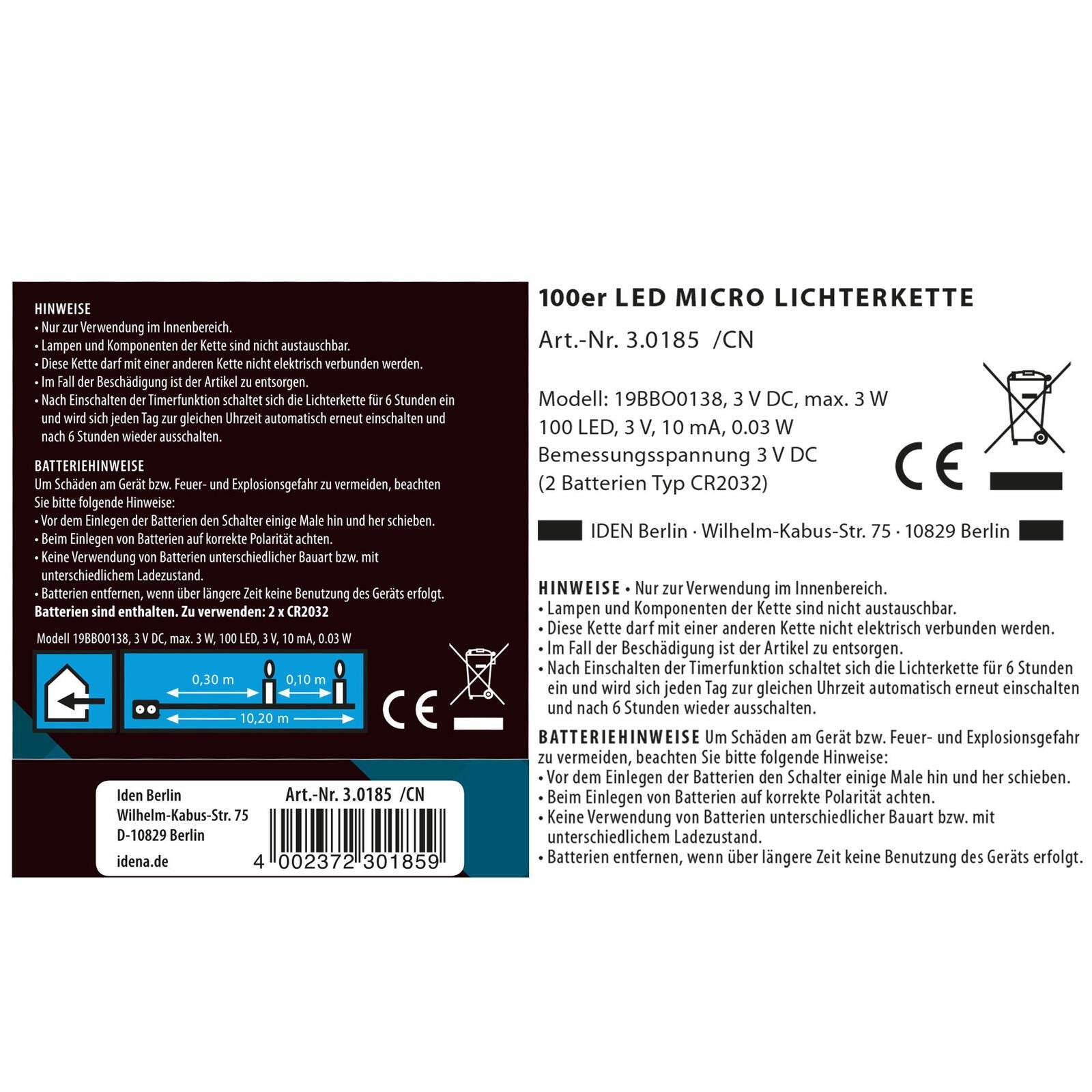 Idena Lichterkette 10.2 m silber