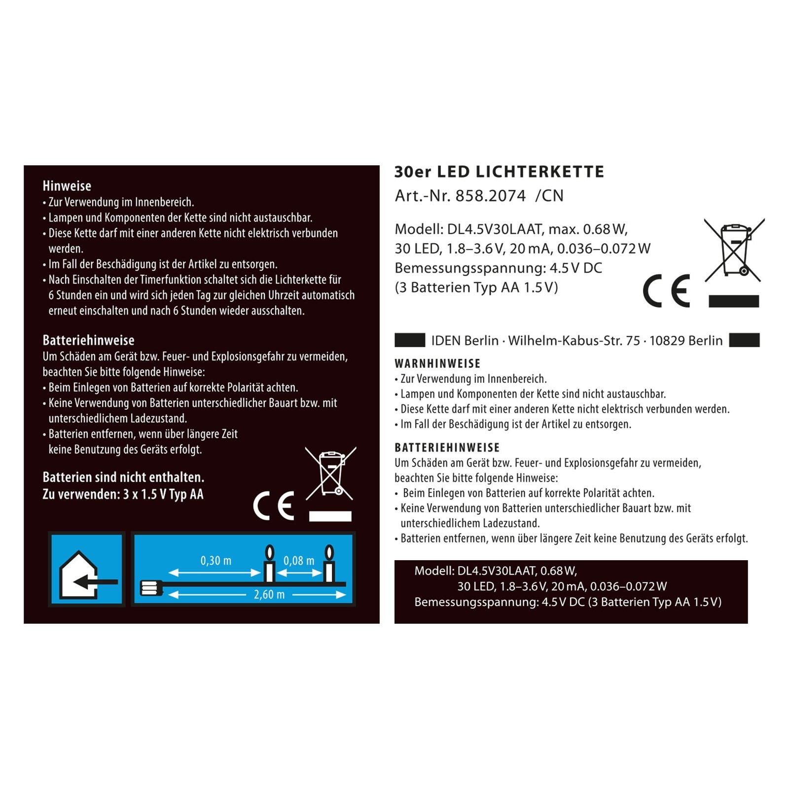 Idena Lichterkette 2.6 m transparent