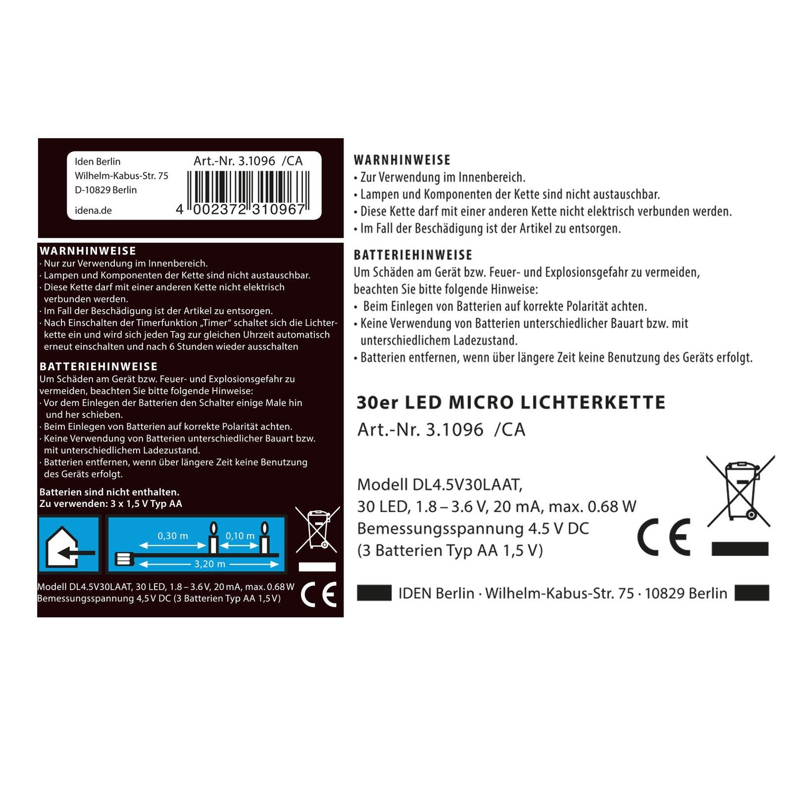 Idena Lichterkette 3.2 m kupfer