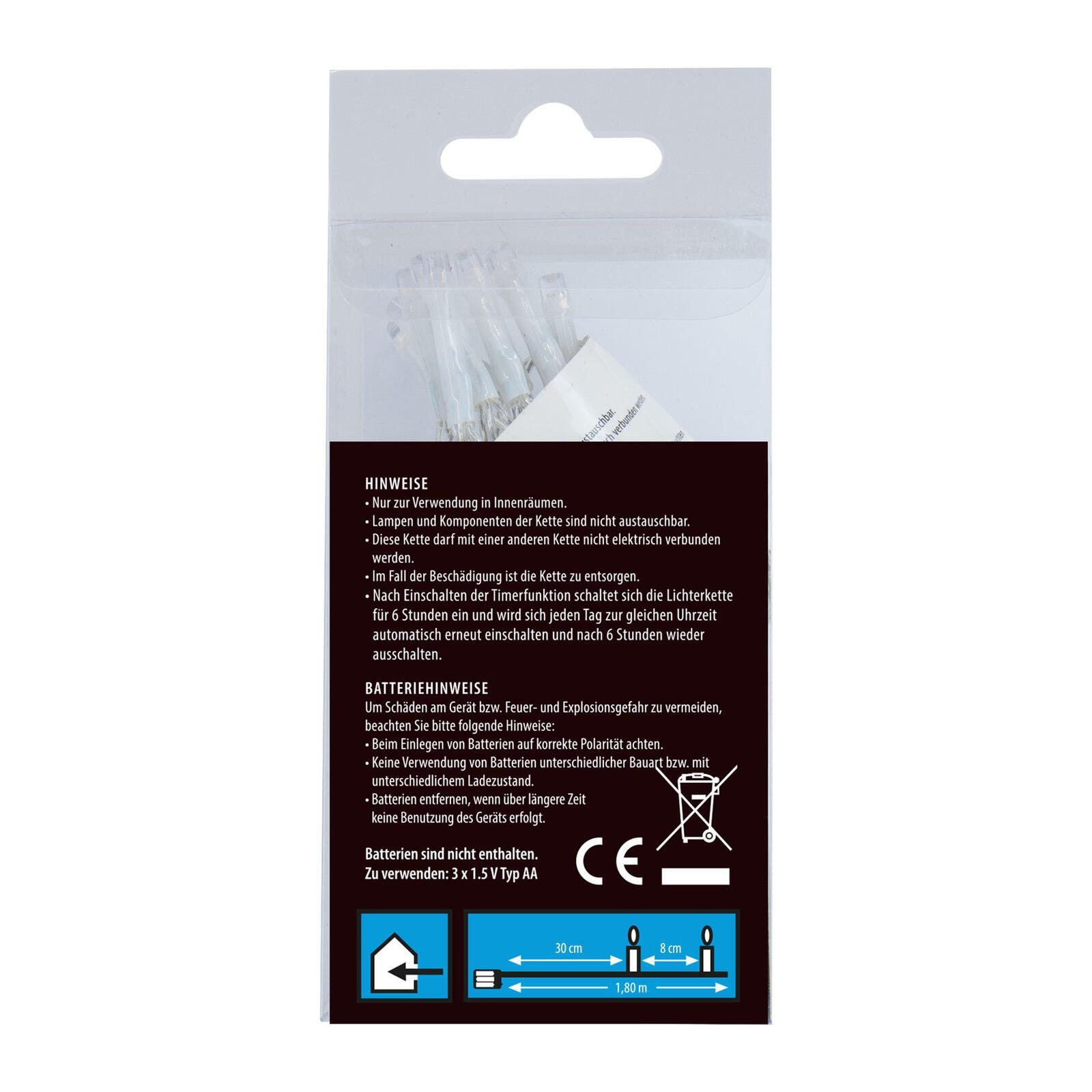 Idena Lichterkette 1.8 m transparent
