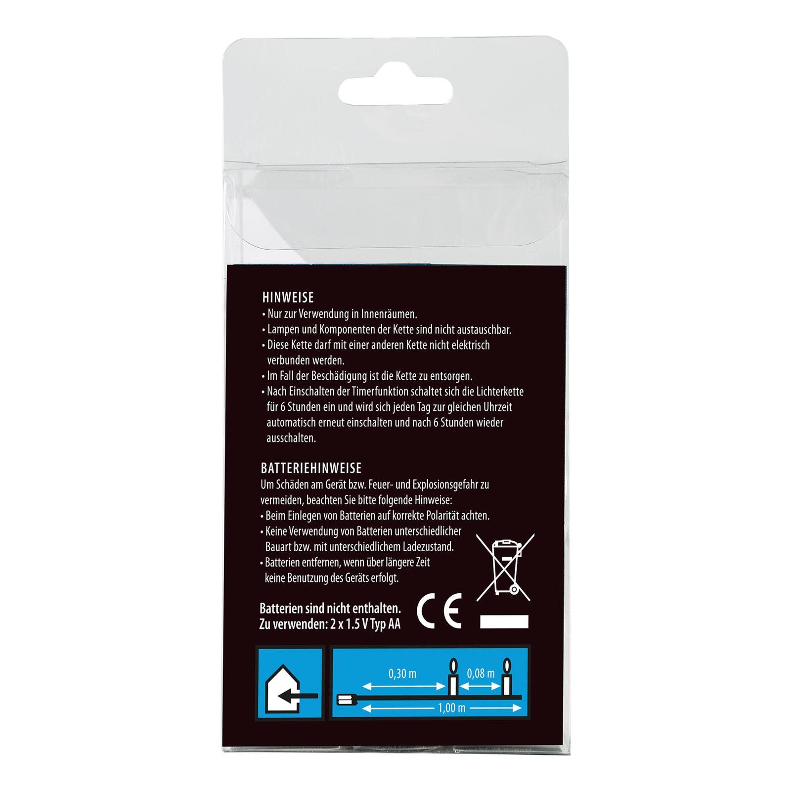 Idena Lichterkette 1 m transparent