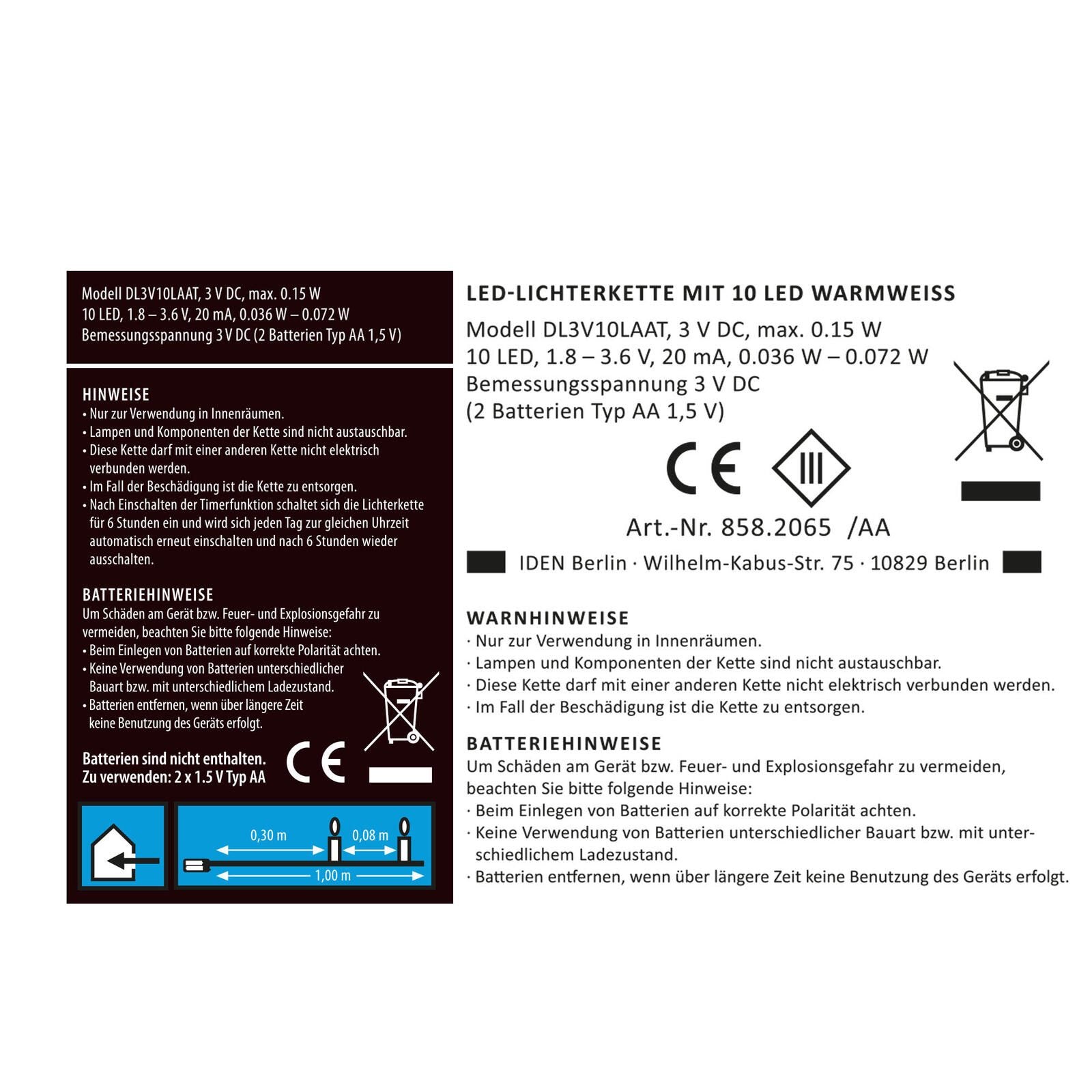Idena Lichterkette 1 m transparent