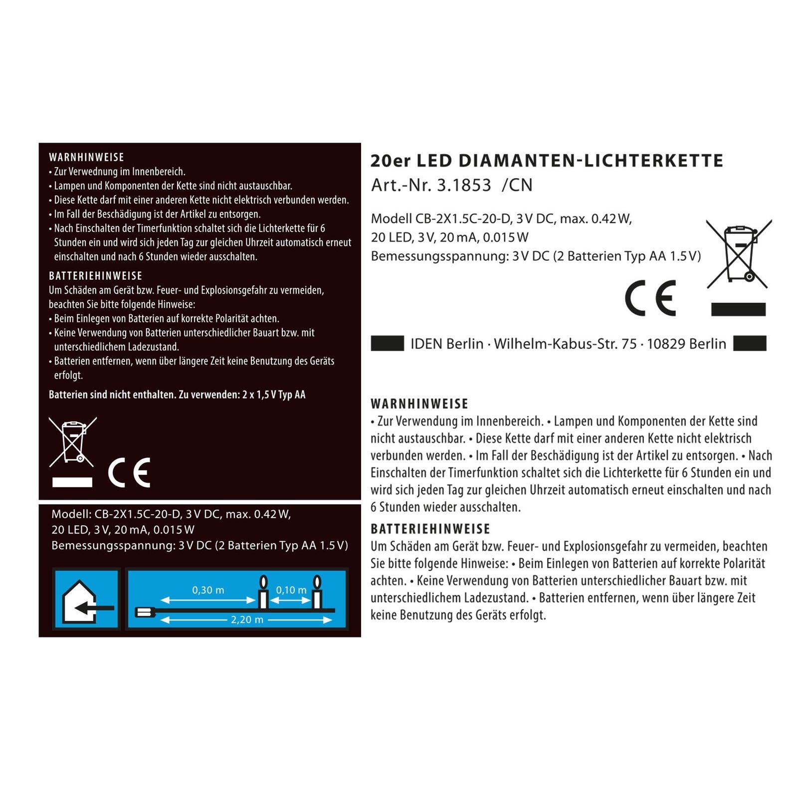Idena Lichterkette silber
