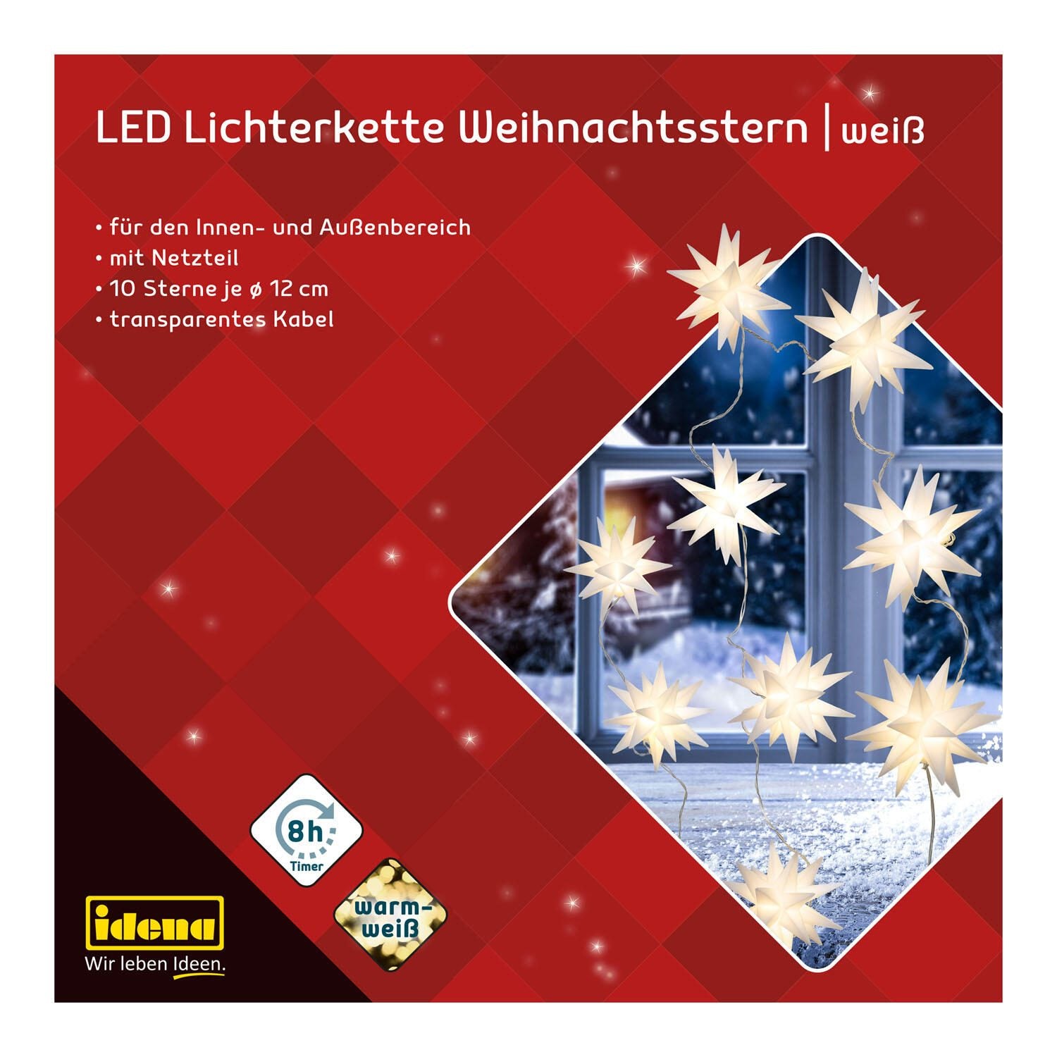 Idena Lichterkette 7.7 m weiß