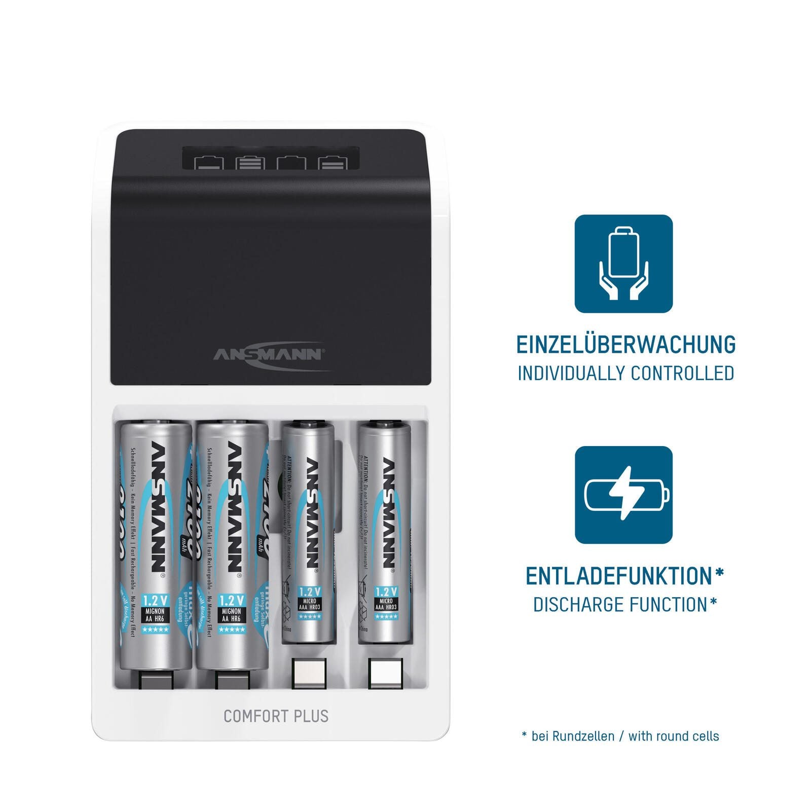 ANSMANN Akku-Ladegerät inkl. Akkus Comfort Plus + 4×AA Akku