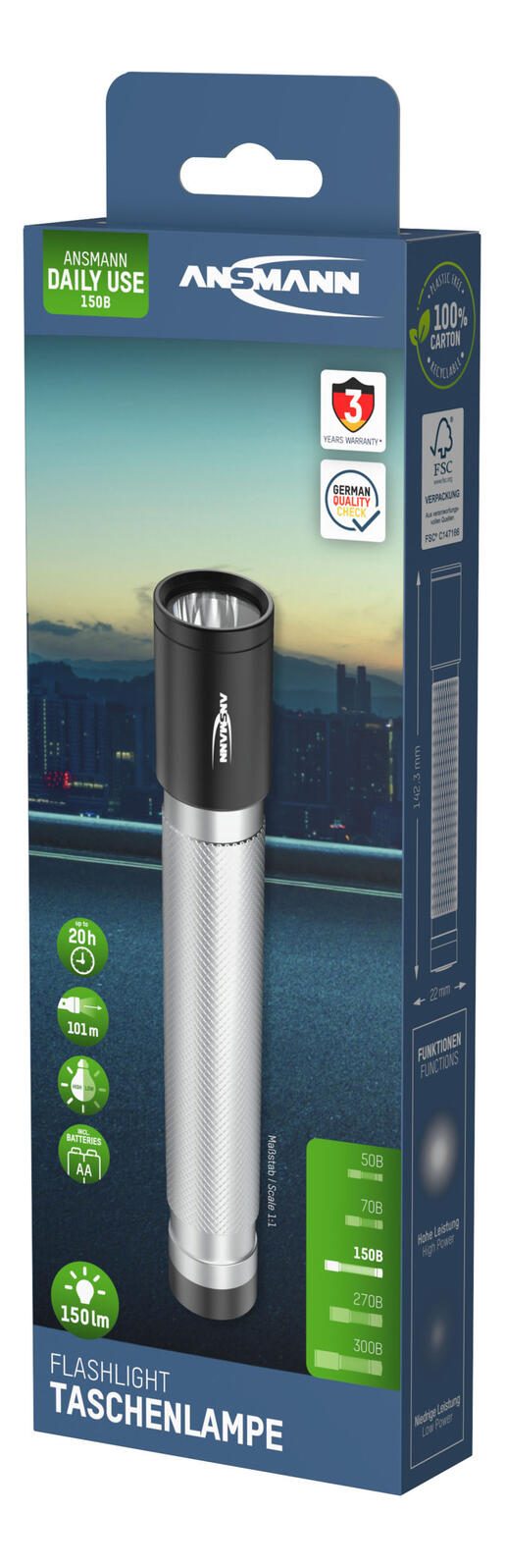 ANSMANN Taschenlampe silber