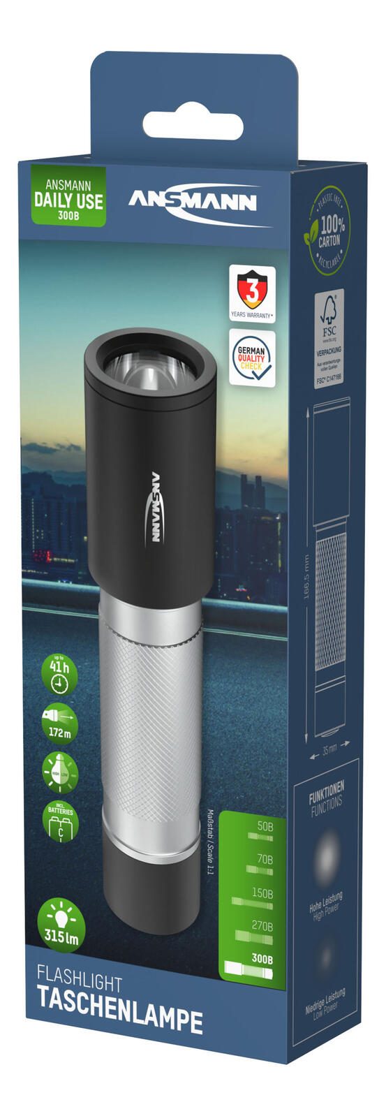 ANSMANN Taschenlampe silber