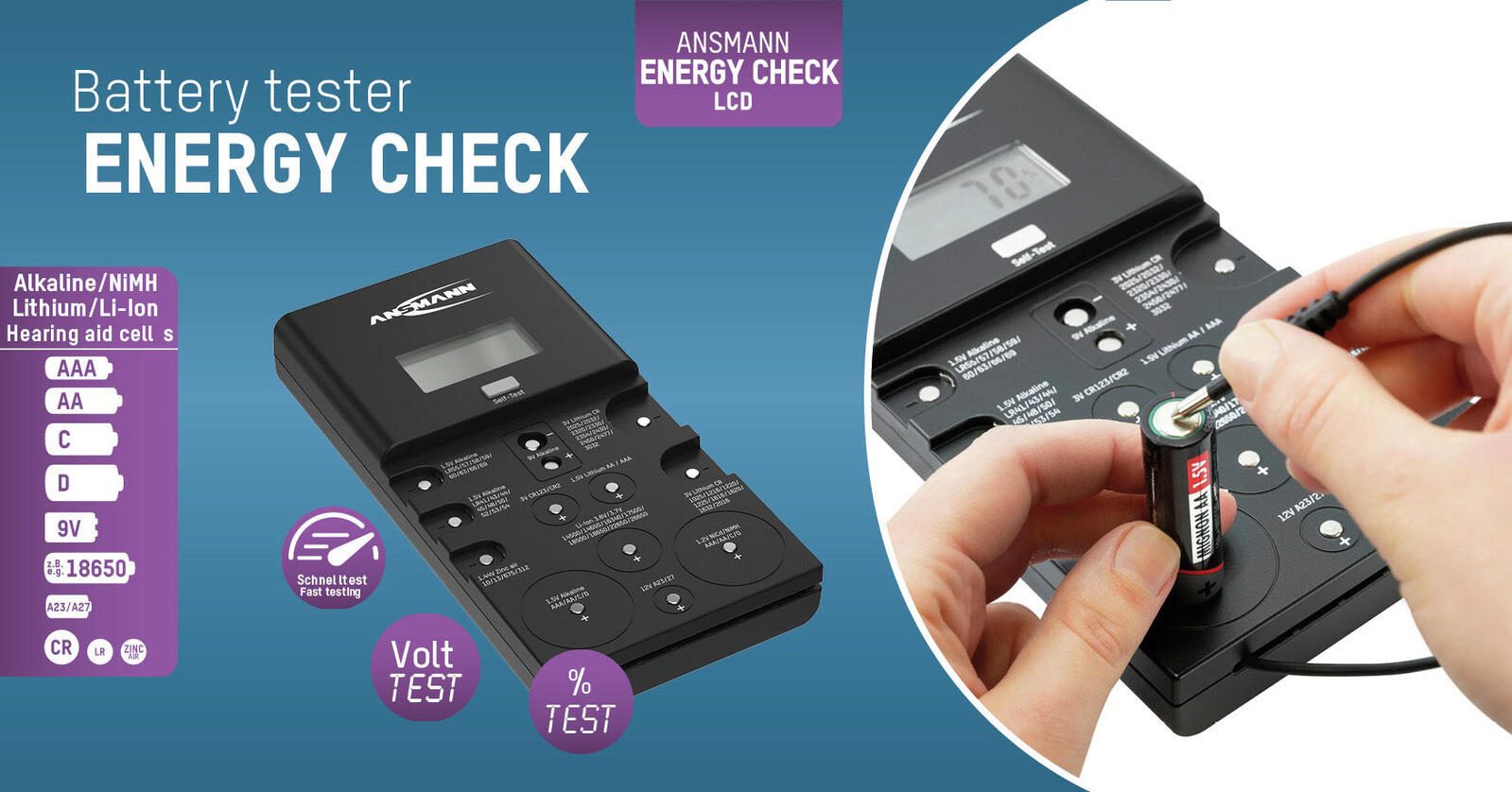 ANSMANN Energy Check LCD Batterietester