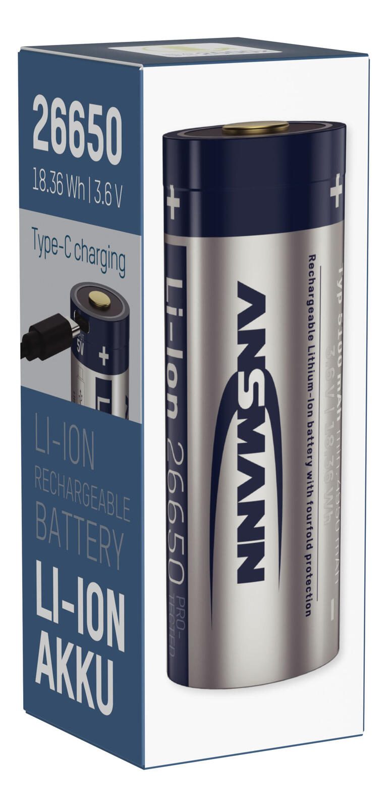 ANSMANN Akku mit Ladegerät 26650 3.6 V