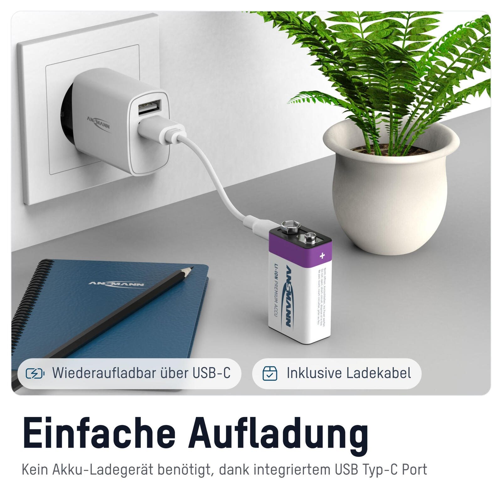 ANSMANN Akkus E-Block 9 V