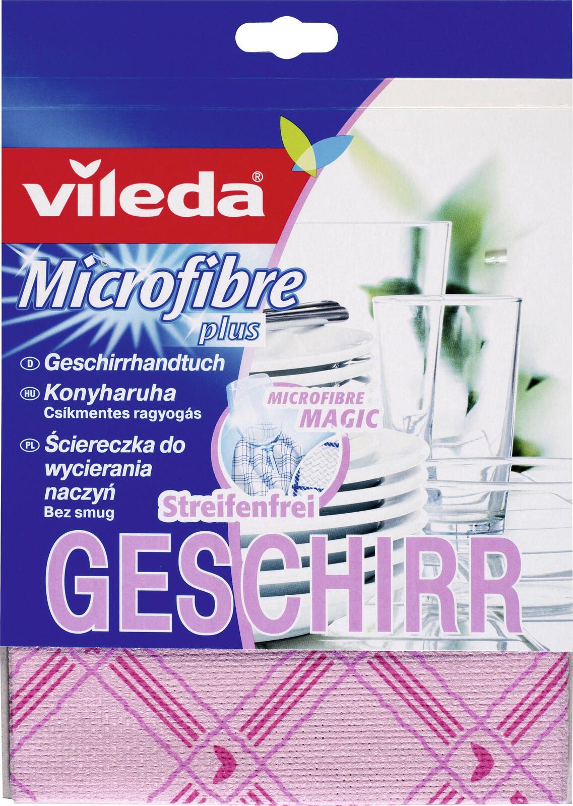 vileda Geschirrtuch 40 cm x 55 cm weiß/blau oder rosa/rot