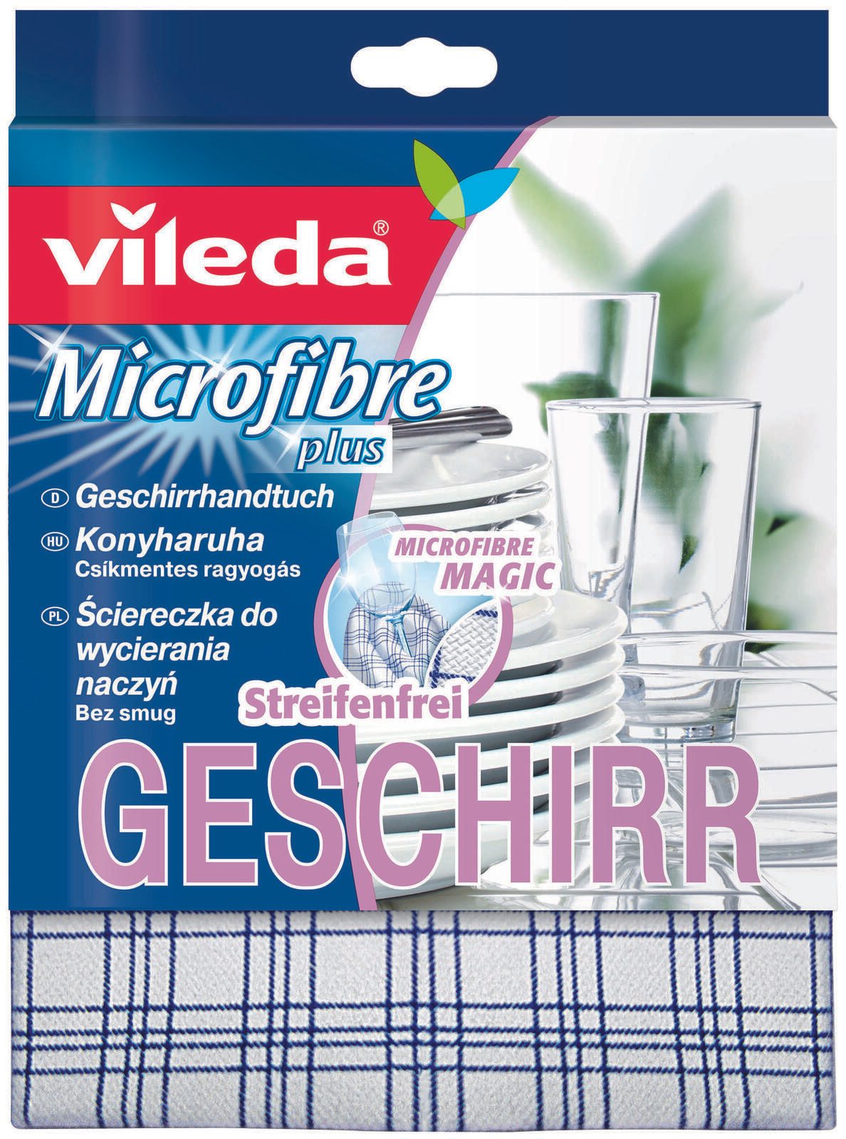vileda Geschirrtuch 40 cm x 55 cm weiß/blau oder rosa/rot