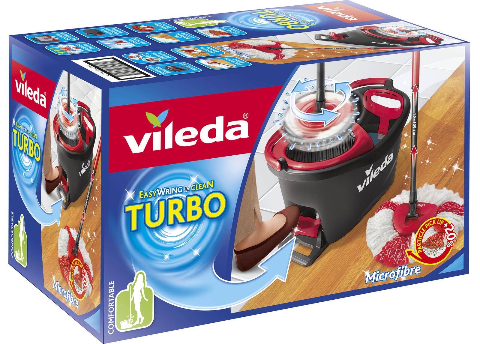 vileda TURBO EASY WRING Wischsystem für Parkett, Laminat und Fliesen