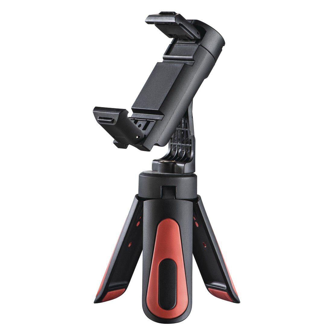 hama Pocket II Rotation Ministativ für Smartphones schwarz, rot.
