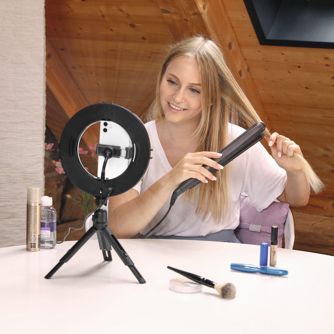 Hama LED-Ringlicht mit Stativ 9 W schwarz