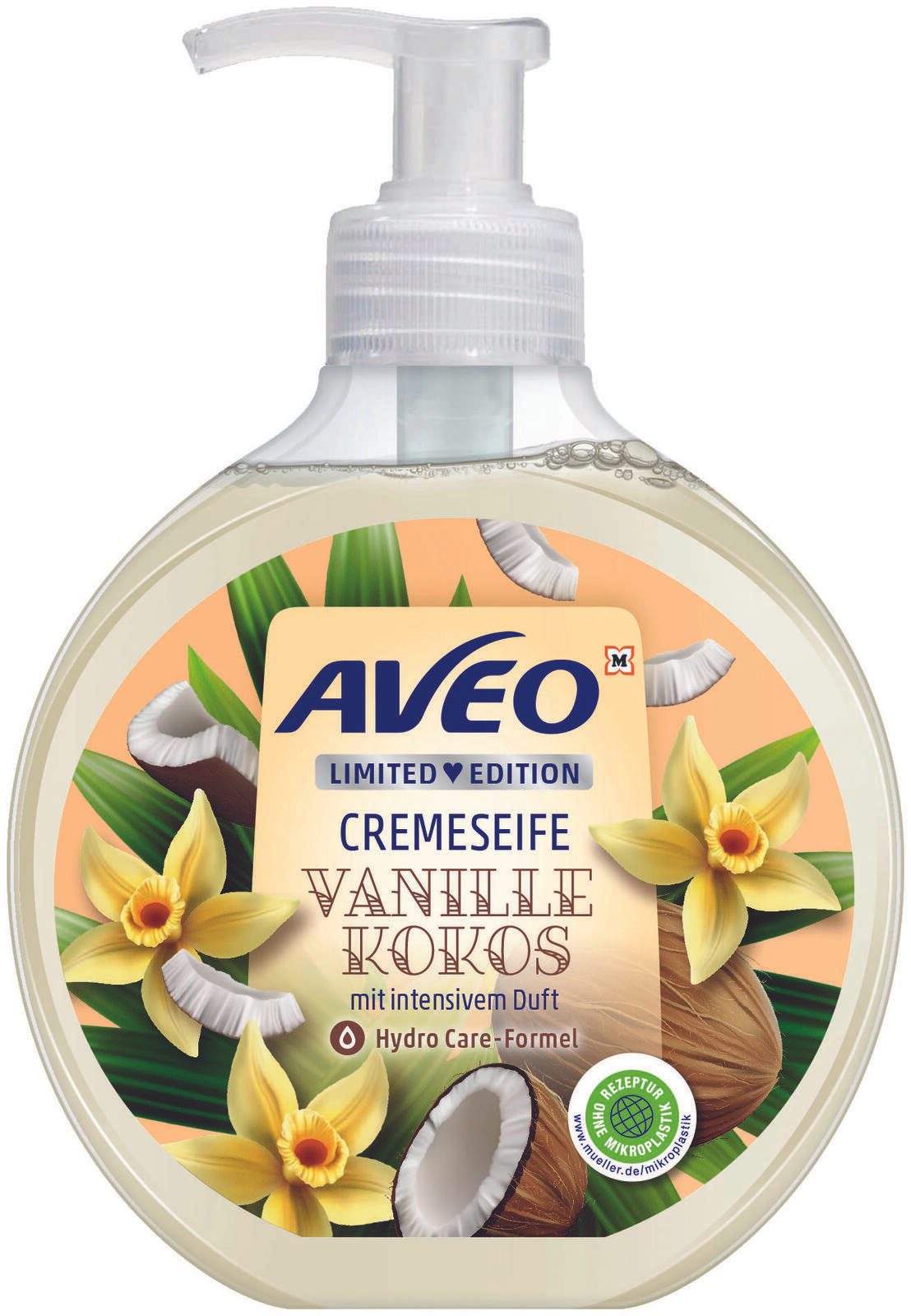 AVEO Flüssigseife im Spender Vanille Kokos 500 ml