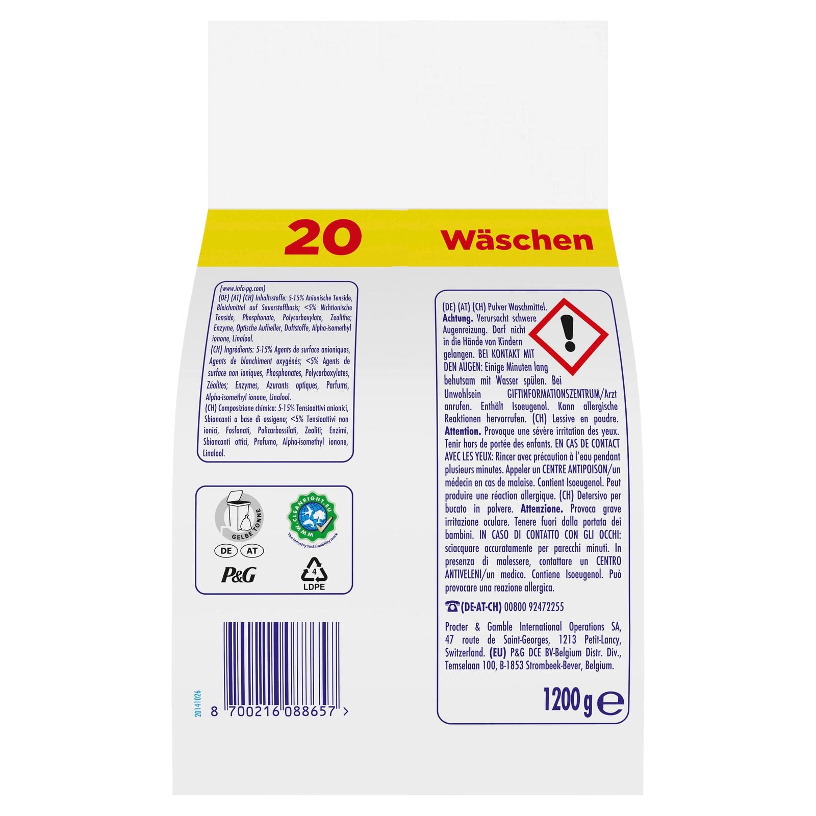 ARIEL Vollwaschmittel frisch 1,2 kg