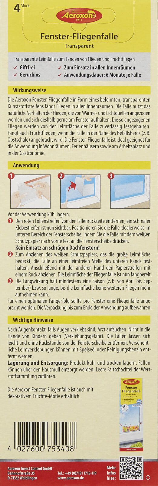 Aeroxon Fliegenfänger transparent