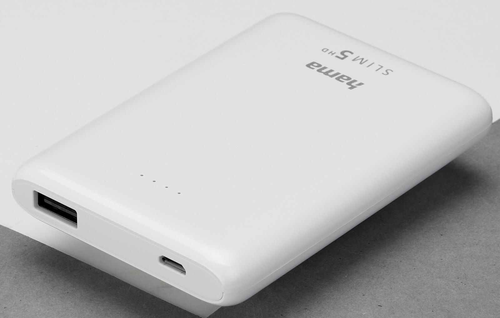 hama SLIM 5HD Powerbank 5.000 mAh weiß