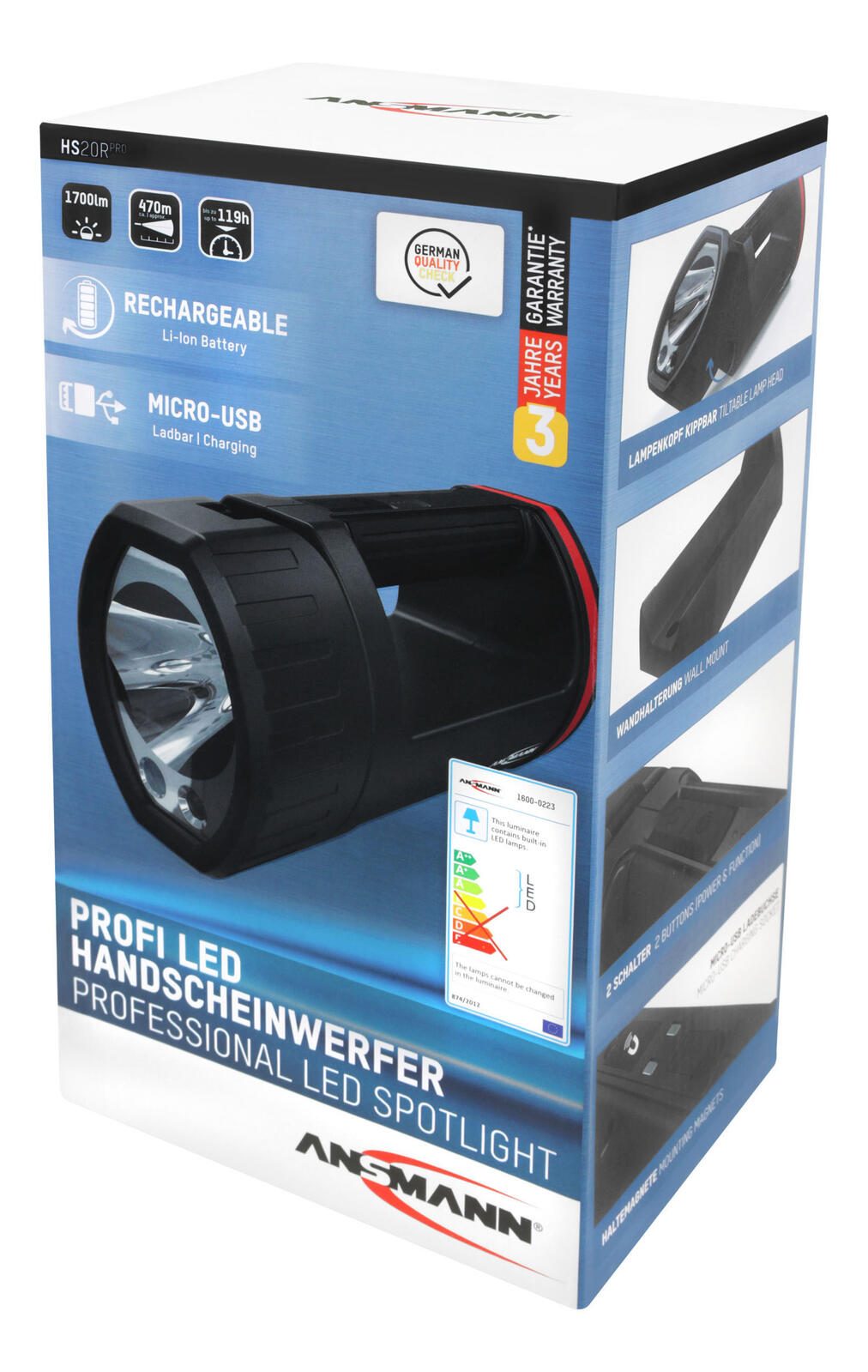 ANSMANN Handscheinwerfer schwarz