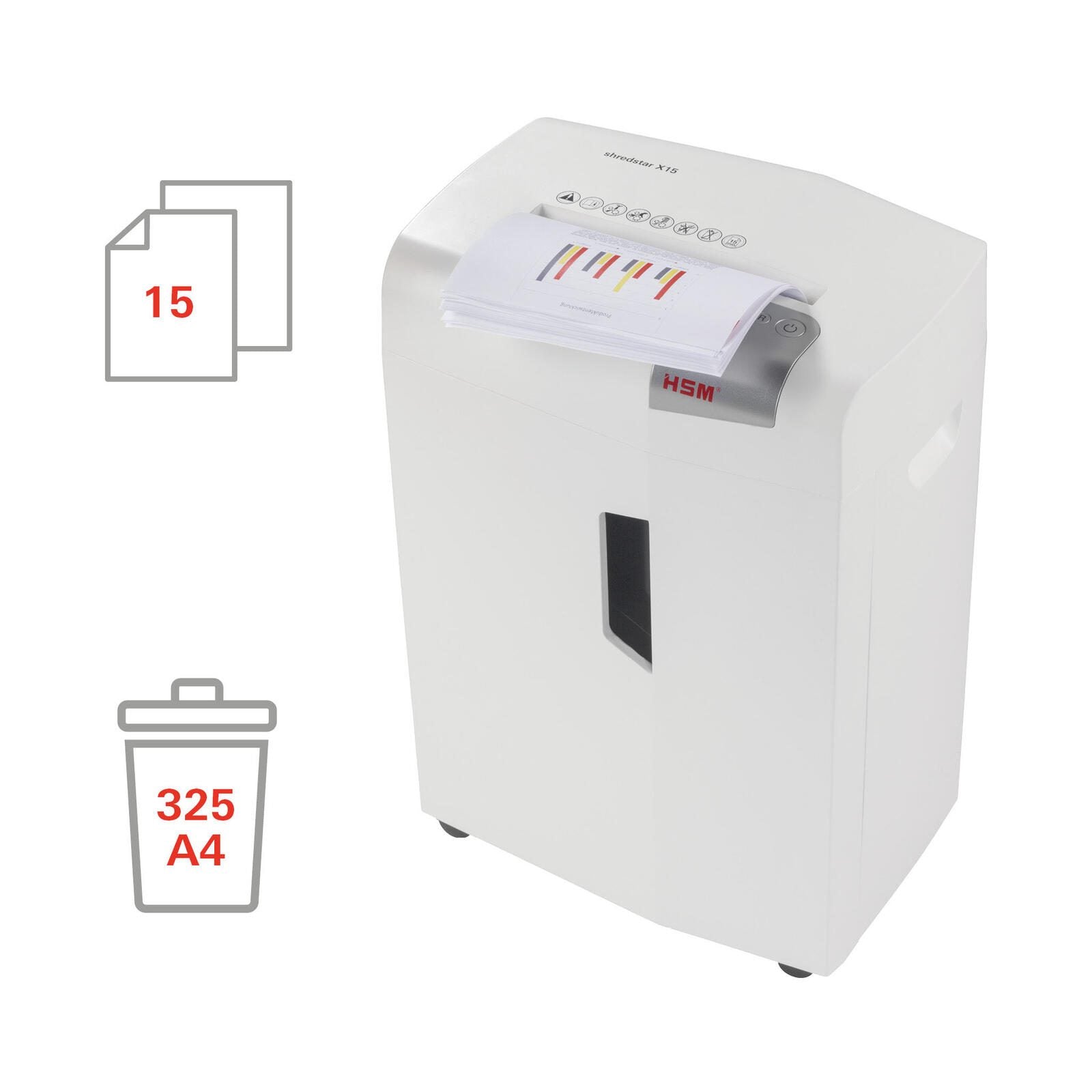 HSM Aktenvernichter shredstar X15 - Sicherheitsstufe 4 - Partikelschnitt - 4 x 37 mm - 15 Blatt