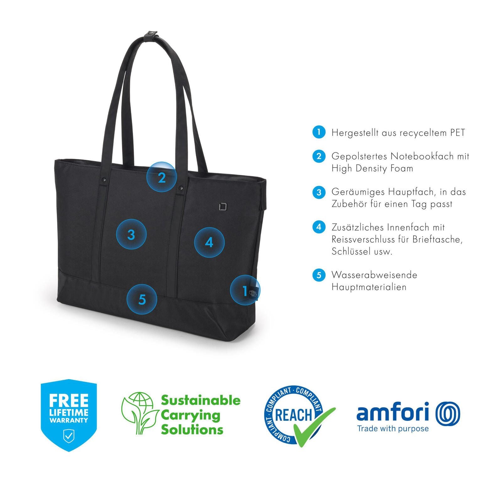 Dicota Laptoptasche Bag Eco MOTION 35,0 x 2,5 x 24,5 cm schwarz