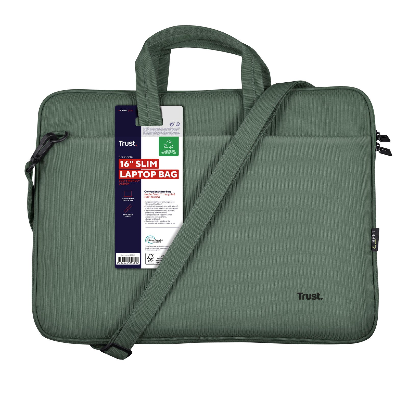 Trust Bologna Slim Laptoptasche bis 16 Zoll - Grün