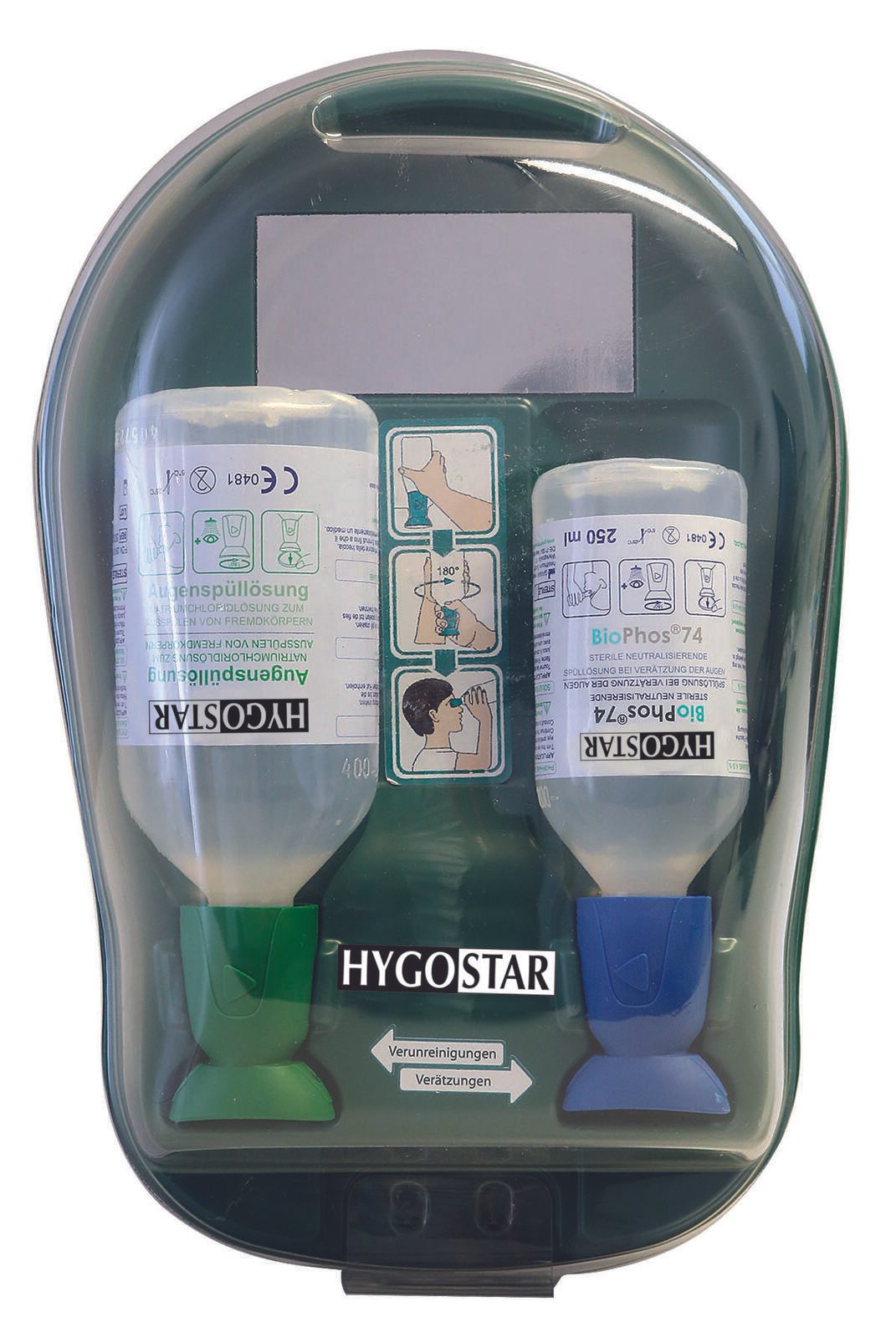 HYGOSTAR Augenspülstation Eye Care Medidrop II 1x 500,0 ml, 1x 250,0 ml grün