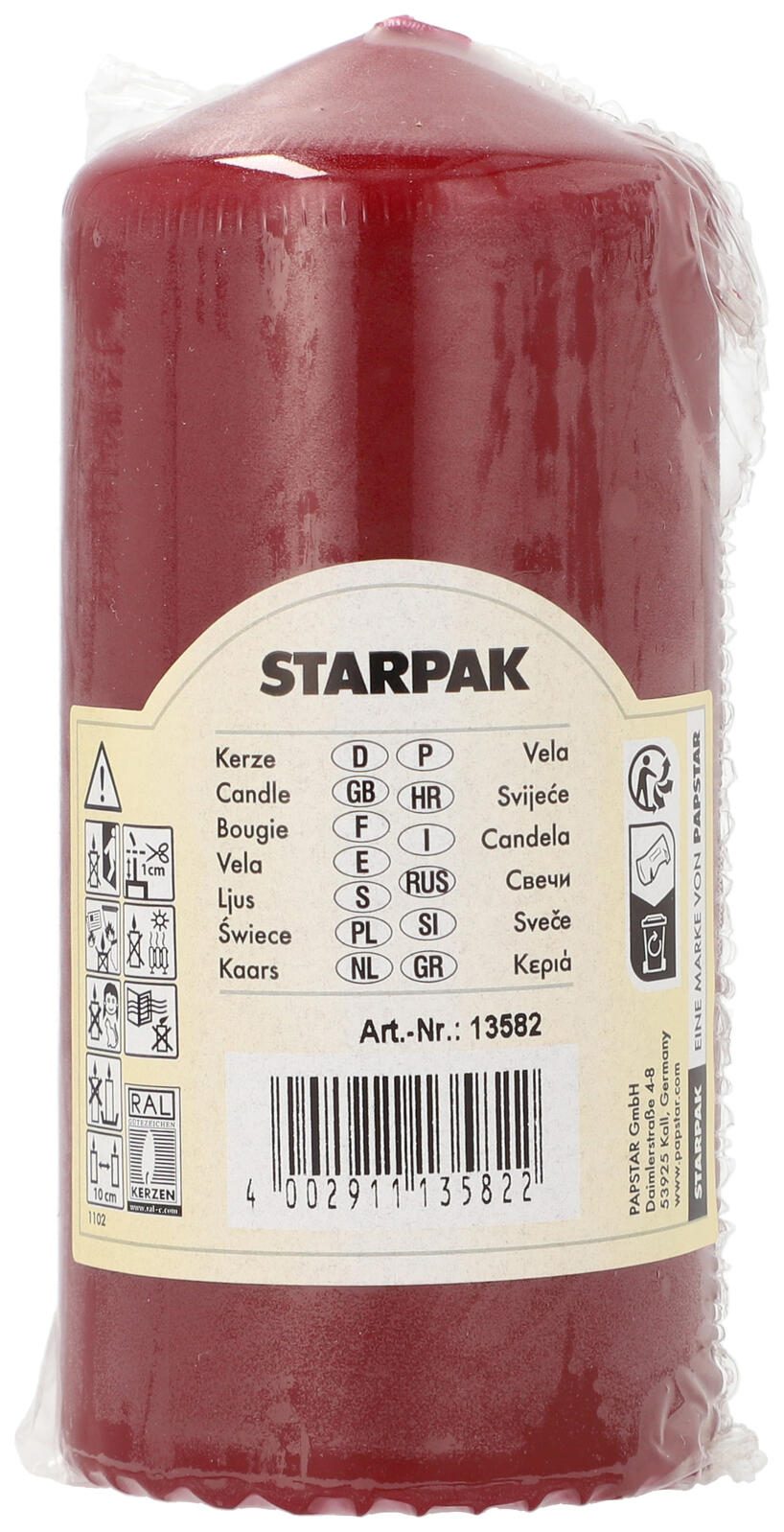 PAPSTAR Kerze 13 cm bordeaux