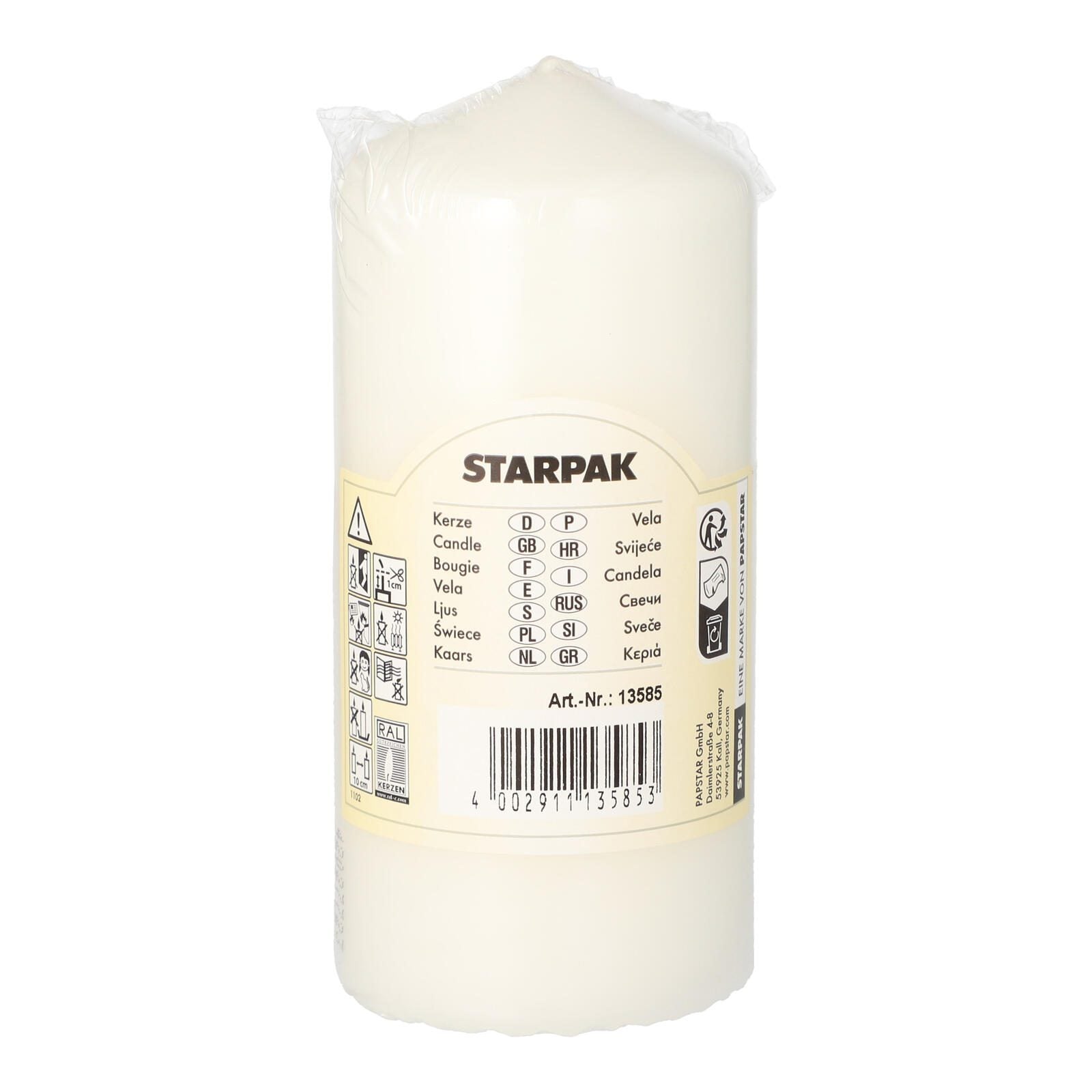 PAPSTAR Kerze 13 cm weiß