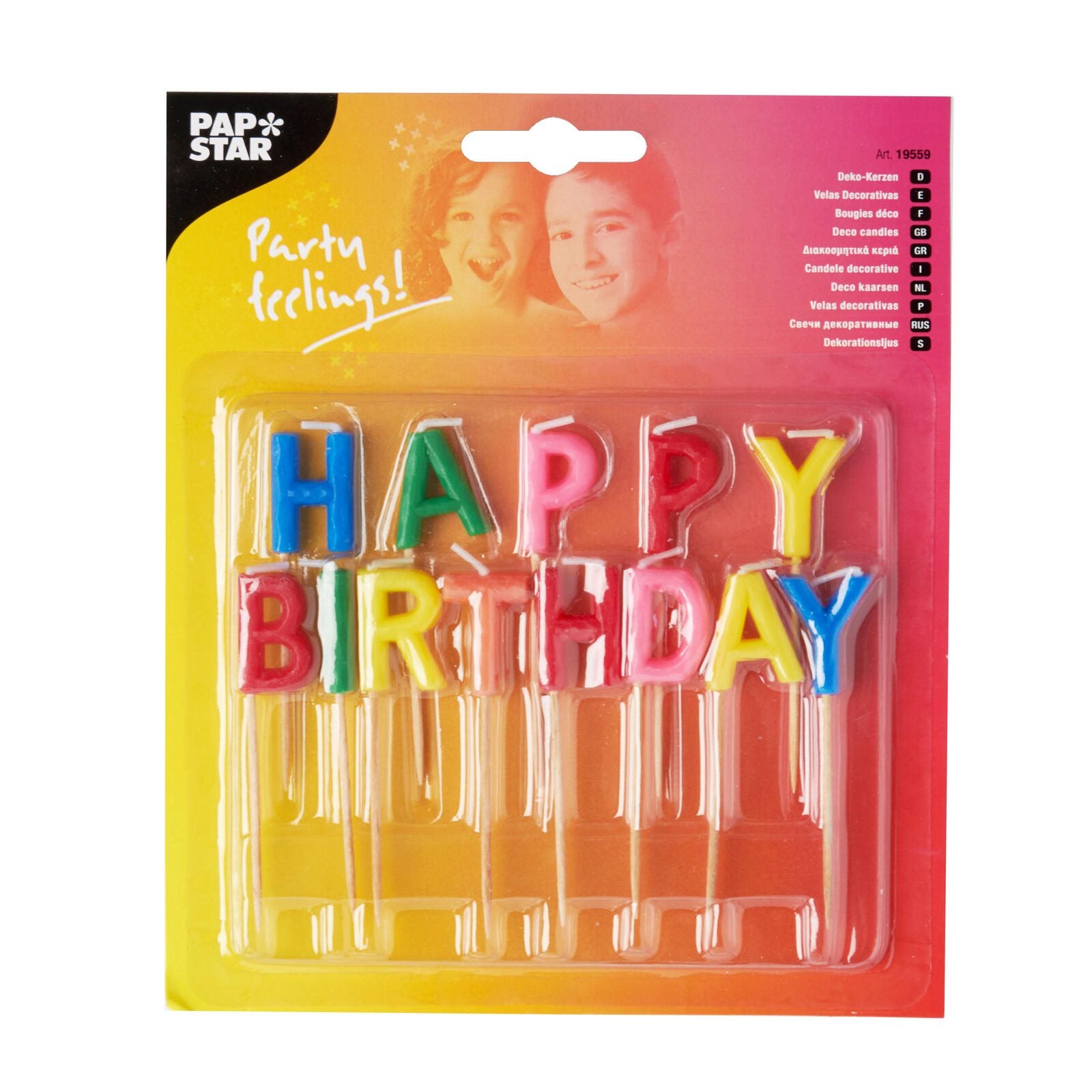 PAPSTAR Happy Birthday Geburtstagskerzen 8 cm mehrfarbig