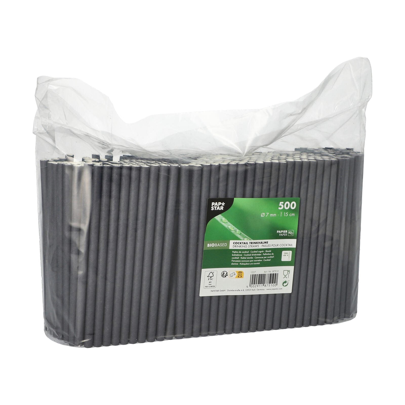 PAPSTAR Cocktail-Strohhalme pure schwarz