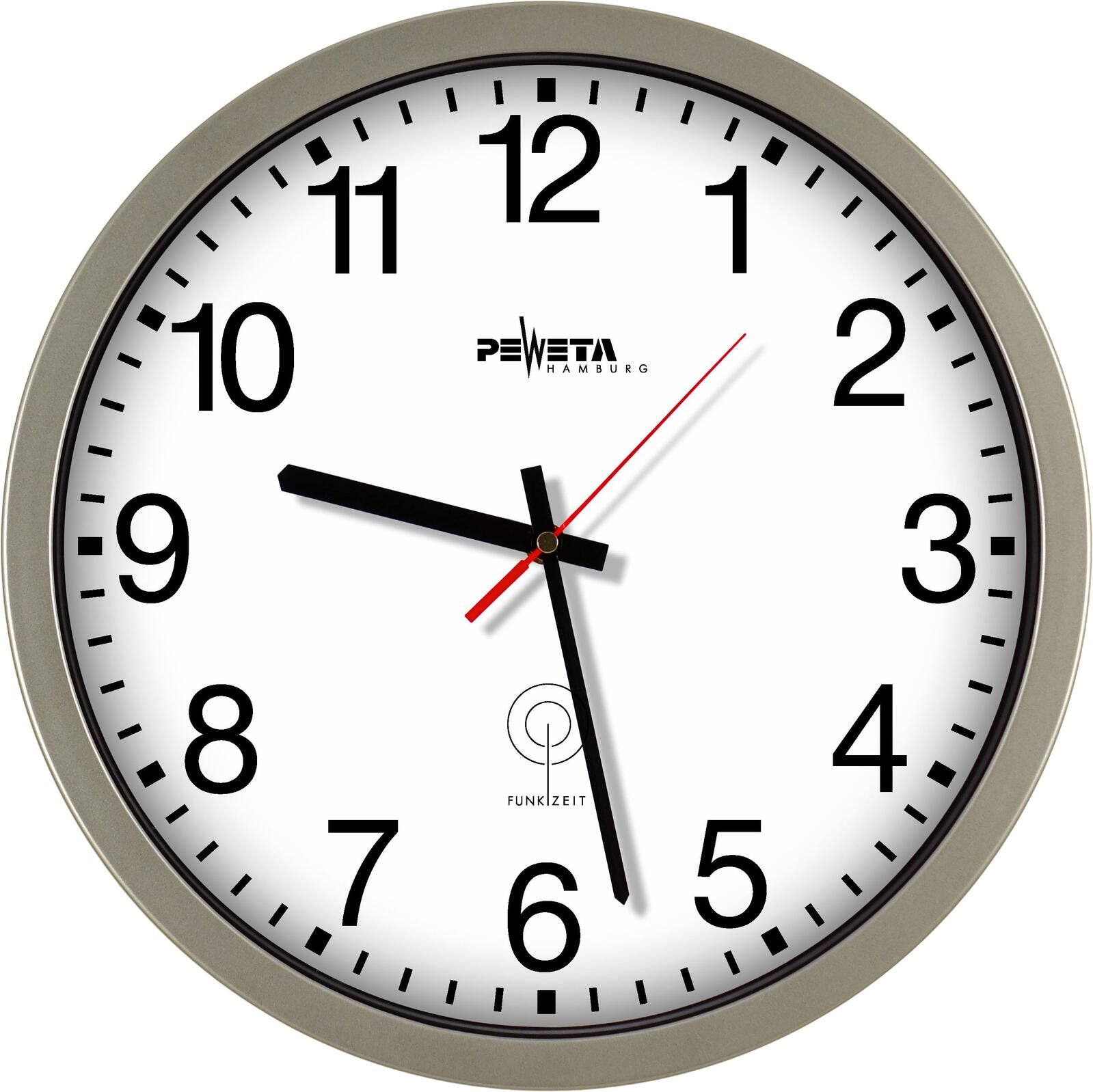 PEWETA Funkwanduhr Ø 35 cm silber