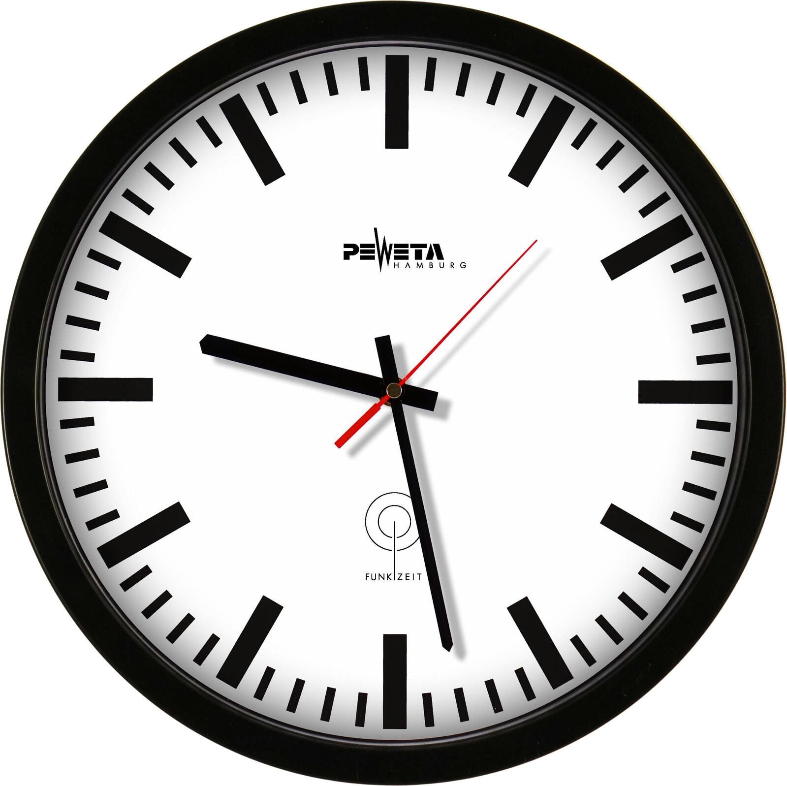 PEWETA Funkwanduhr Ø 35 cm schwarz