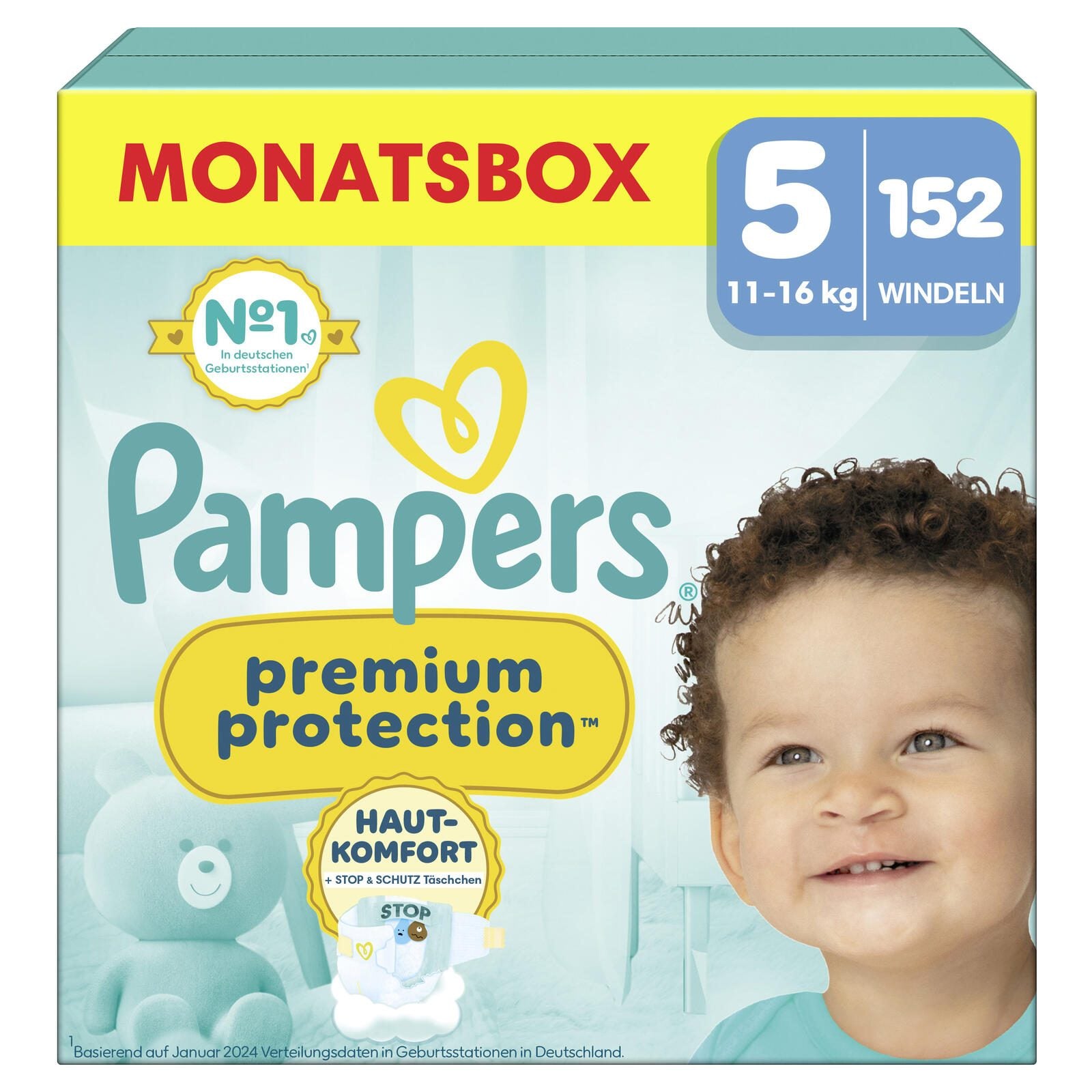 Pampers® Windeln Premium Protection Größe 5 (11-16kg) für Babys und Kleinkinder (4-18 Monate)